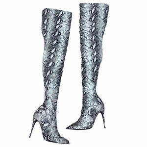 Steve Madden boots thigh high snake print Sz 7 NEW